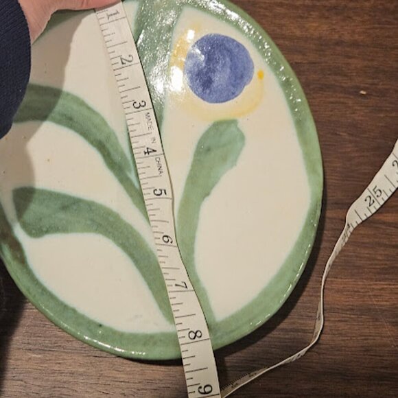 Vintage Handmade Artist Signed Floral Ceramic 1998 Pedestal Decorative Bowl - Picture 5 of 7